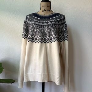 Ann Taylor Knit Fair Isle Sweater with Beaded Accents